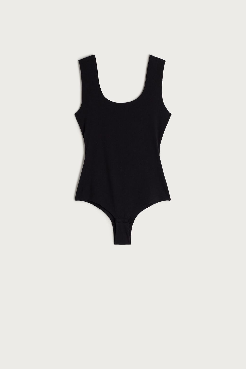 Black - 019 - Black Intimissimi Supima Cotton® Scoop Neck Bodysuit | CTWLQ6143