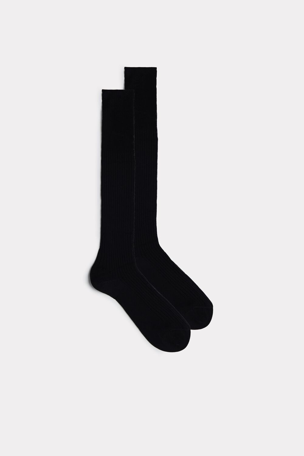 Black - 019 - Black Intimissimi Tall Ribbed Egyptian Cotton Socks | LUNAC4269