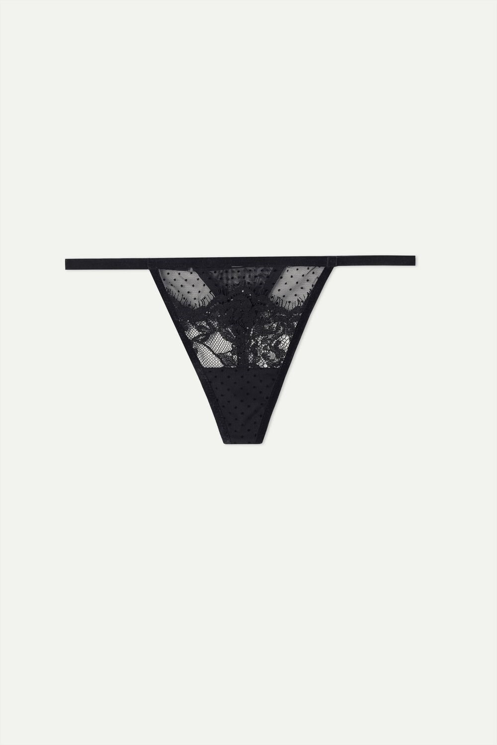 Black - 019 - Black Intimissimi Time to Shine String Thong | FJMXH9153