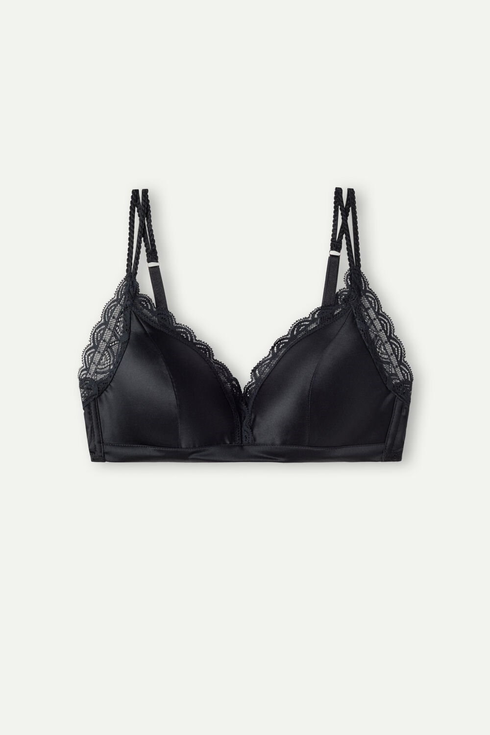 Black - 019 - Black Intimissimi Tiziana Silk and Lace Triangle Bra | ASFOZ5297