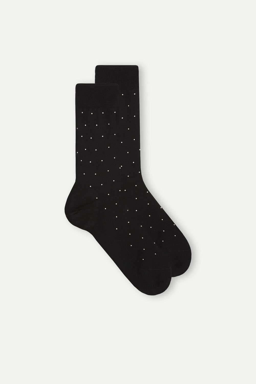 Black - 062j - Black Dot Print Intimissimi Men’s Short Socks in Patterned Lisle Cotton | ATXEV9164