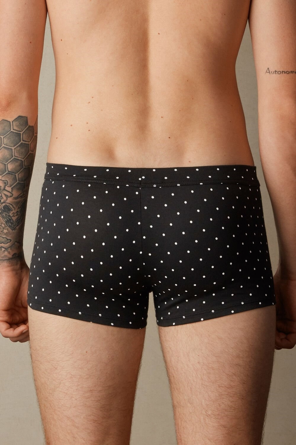 Black - 062j - Black Dot Print Intimissimi Dotted Boxers in Stretch Supima® Cotton | DUHET4780