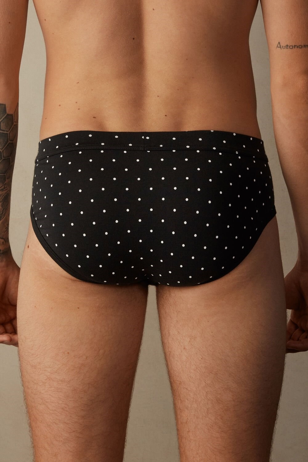 Black - 062j - Black Dot Print Intimissimi Dotted Briefs in Stretch Supima® Cotton | USDJK7653