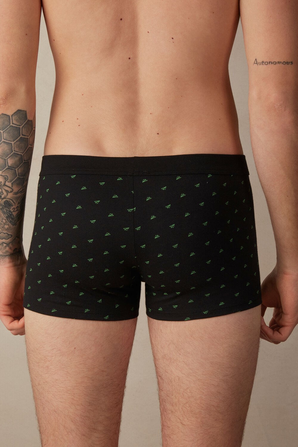 Black - 194j - Black Airmail Print Intimissimi Paper Plane Boxers in Stretch Supima® Cotton | IXHJO8126