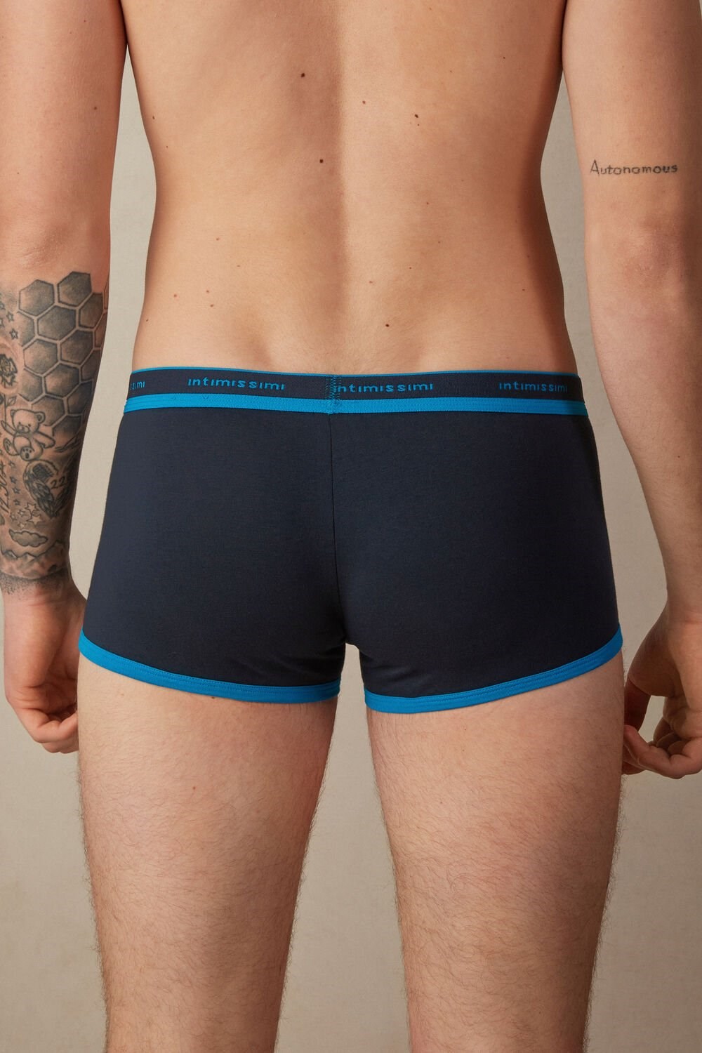 Black - 204j - Midnight Blue / Celestial Intimissimi Stretch Supima® Cotton Boxer Shorts with Logo Detail | DTNVE0456