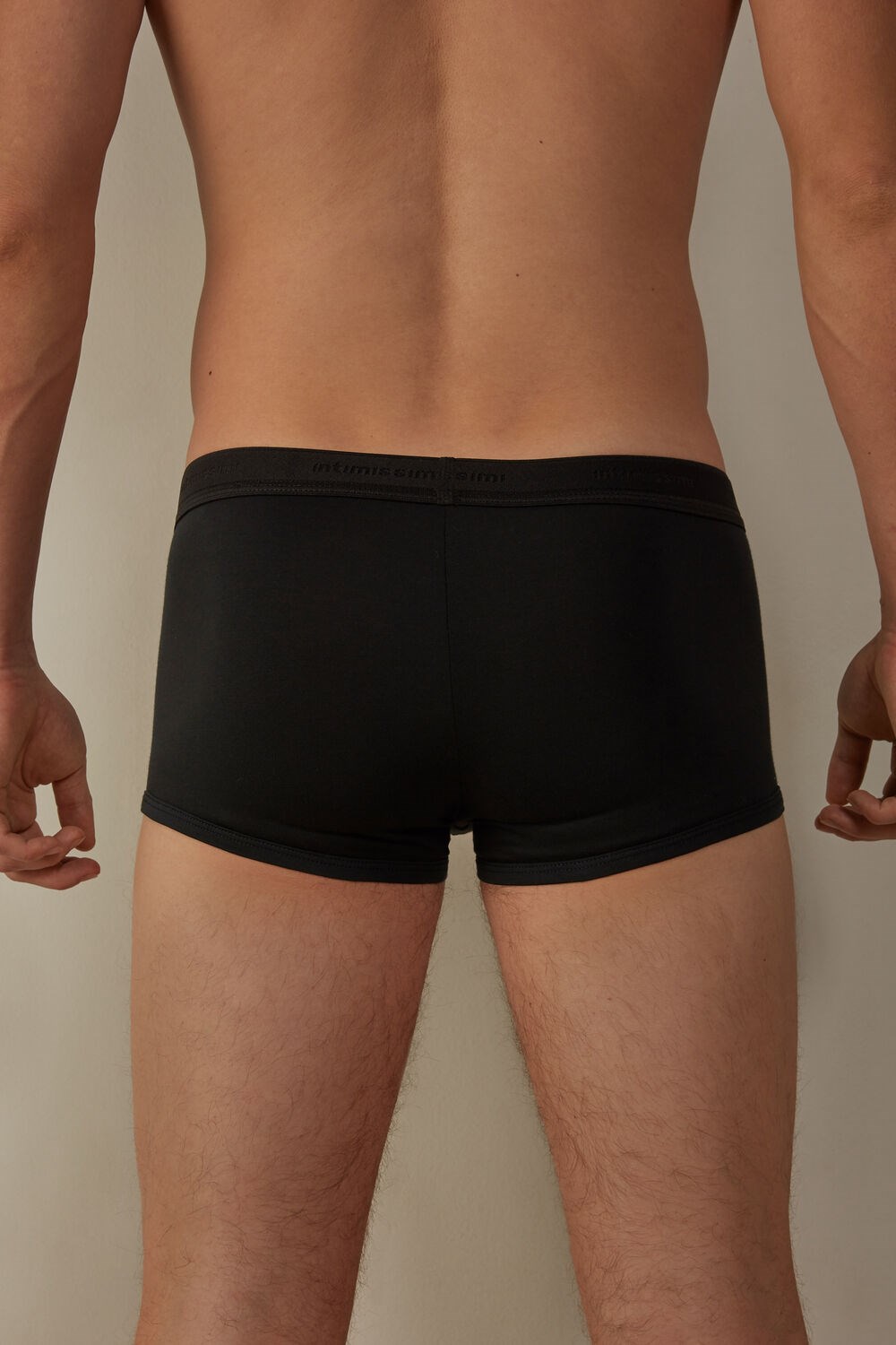 Black - 386i - Black / Black Intimissimi Stretch Supima® Cotton Boxer Shorts with Logo Detail | LGDIC1042