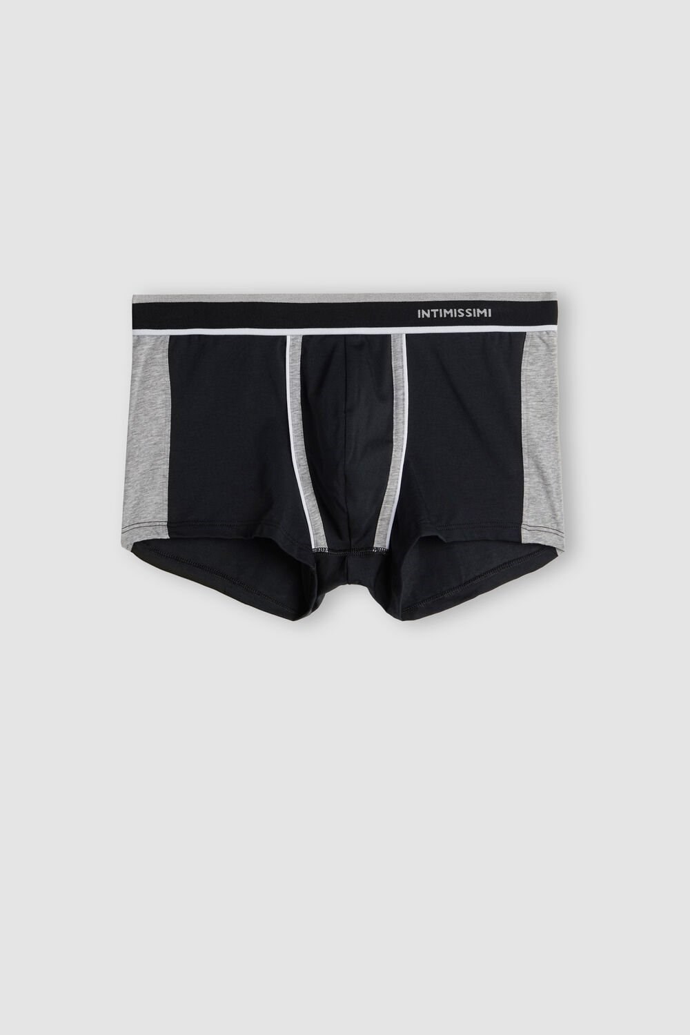 Black - 539i - Black / Light Grey Blend Intimissimi Two-tone Boxers in Stretch Supima® Cotton | DCZPN3829