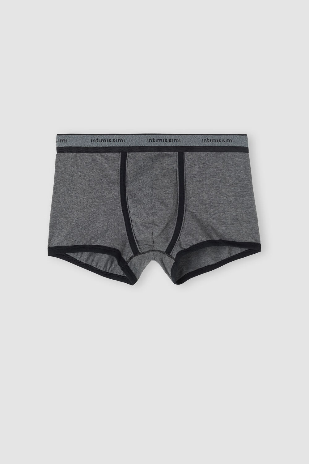 Black - 543i - Graphite Grey Blend / Black Intimissimi Stretch Supima® Cotton Boxer Shorts with Logo Detail | CLBRY1935