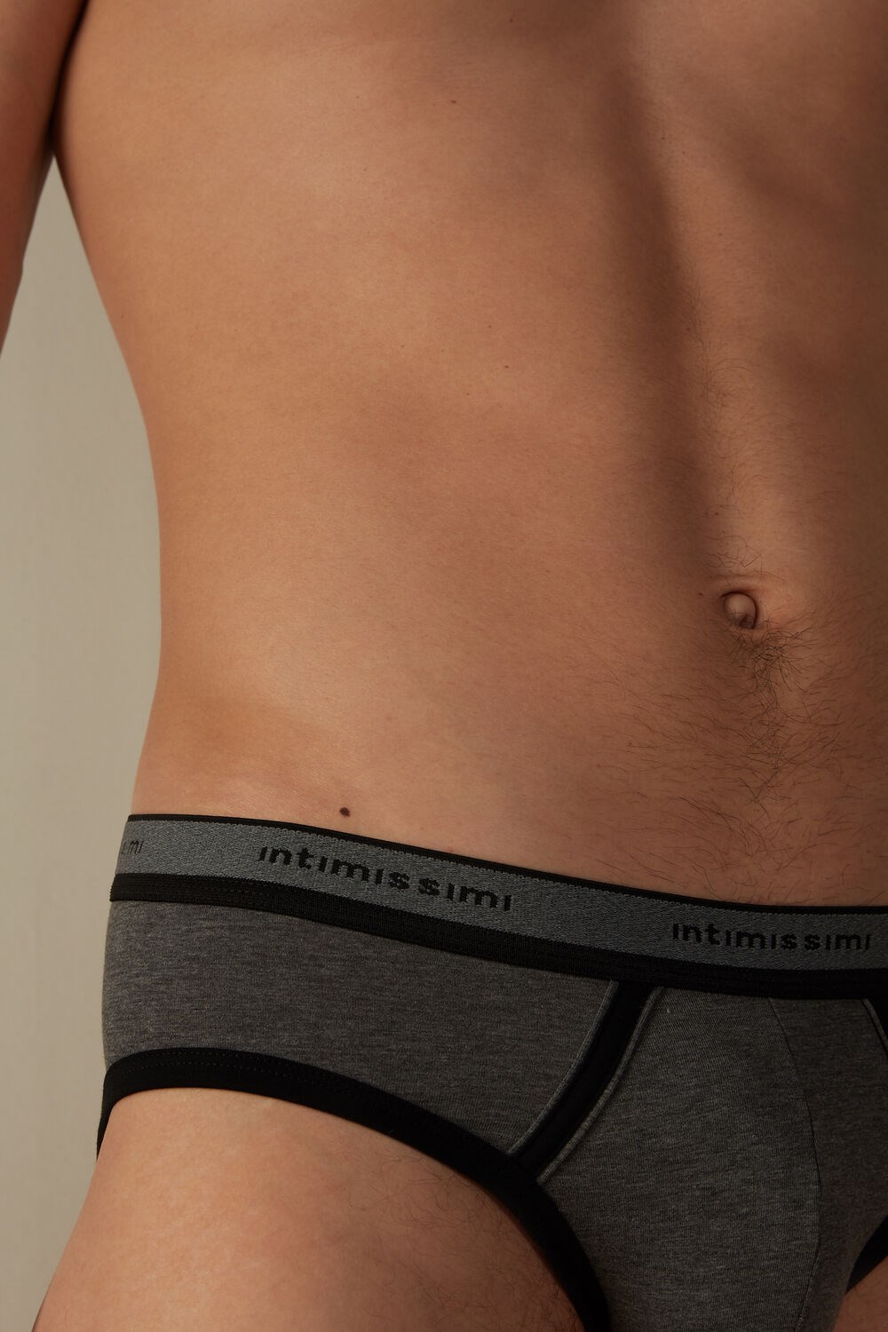 Black - 543i - Graphite Grey Blend / Black Intimissimi Stretch Supima® Cotton Brief with Logo Detail | KBCMP1382