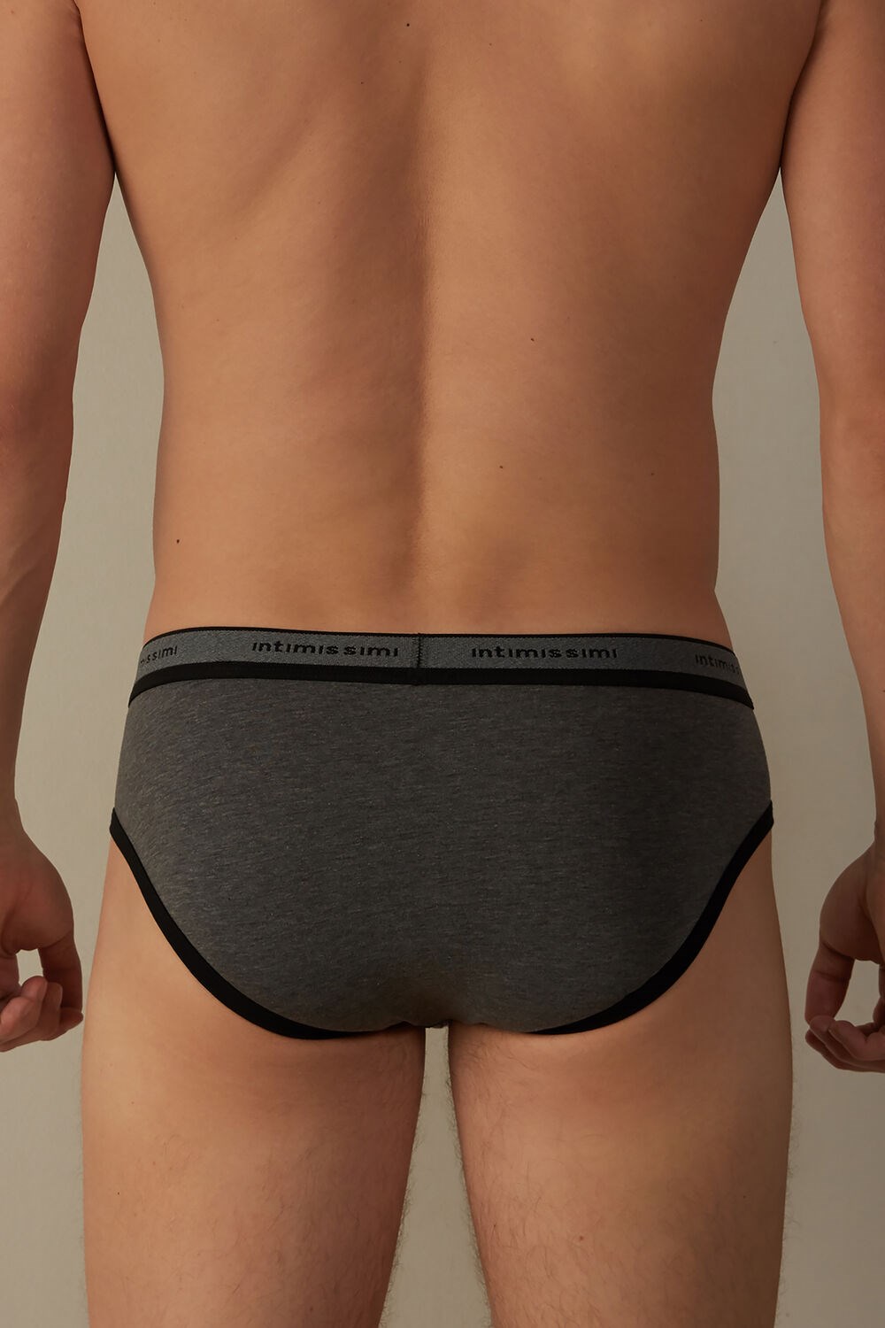 Black - 543i - Graphite Grey Blend / Black Intimissimi Stretch Supima® Cotton Brief with Logo Detail | KBCMP1382