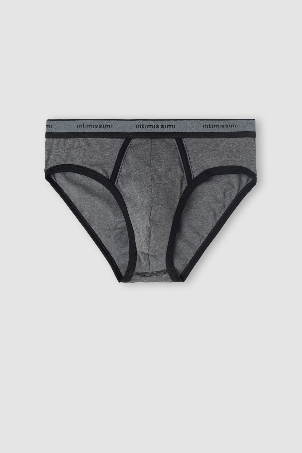 Black - 543i - Graphite Grey Blend / Black Intimissimi Stretch Supima® Cotton Brief with Logo Detail | KBCMP1382