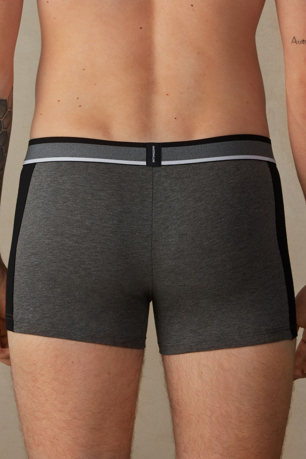 Black - 543i - Graphite Grey Blend / Black Intimissimi Two-tone Boxers in Stretch Supima® Cotton | PDZSR9763