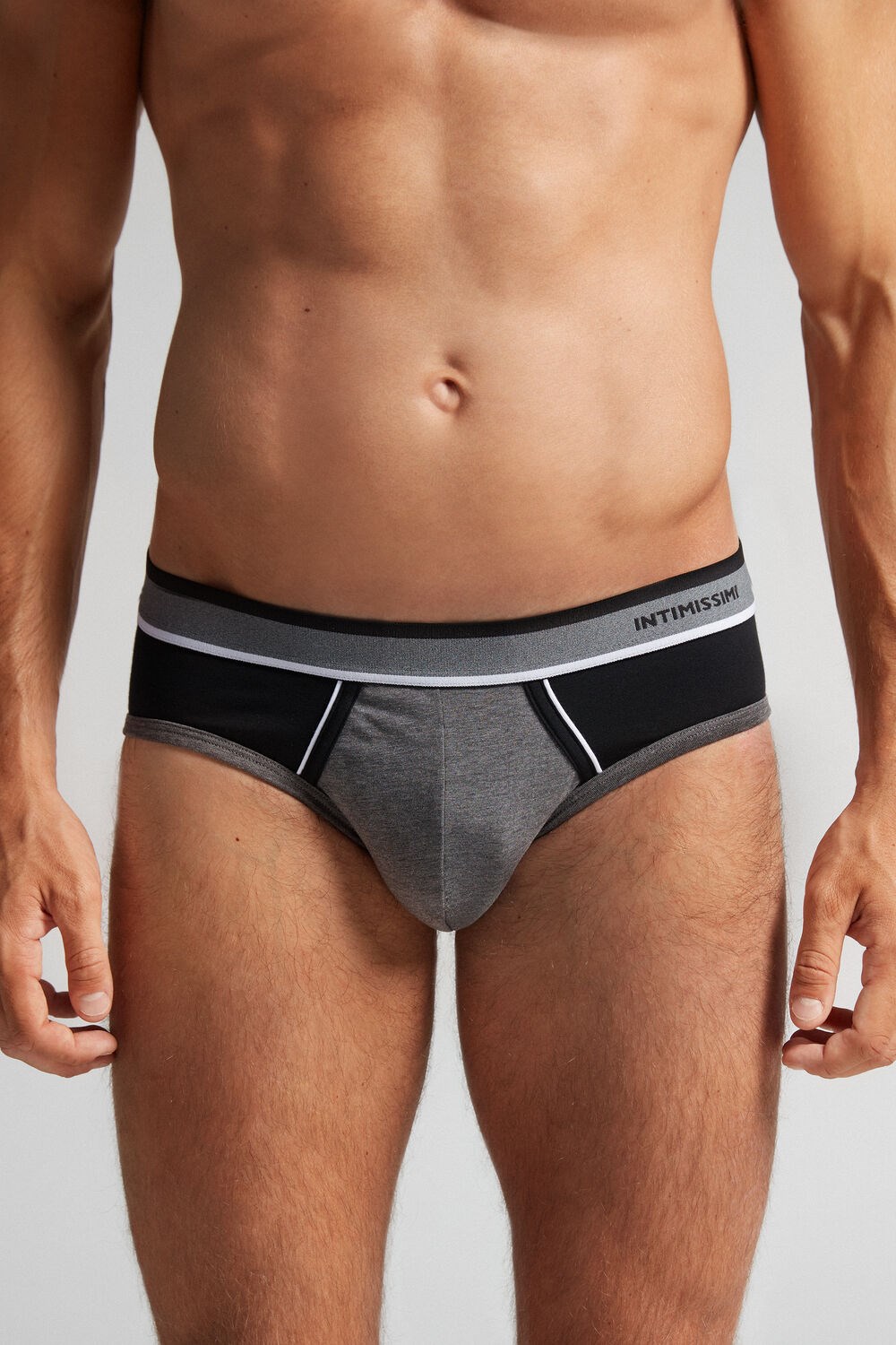 Black - 543i - Graphite Grey Blend / Black Intimissimi Two-Tone Stretch Supima® Cotton Briefs | VHBGA1603