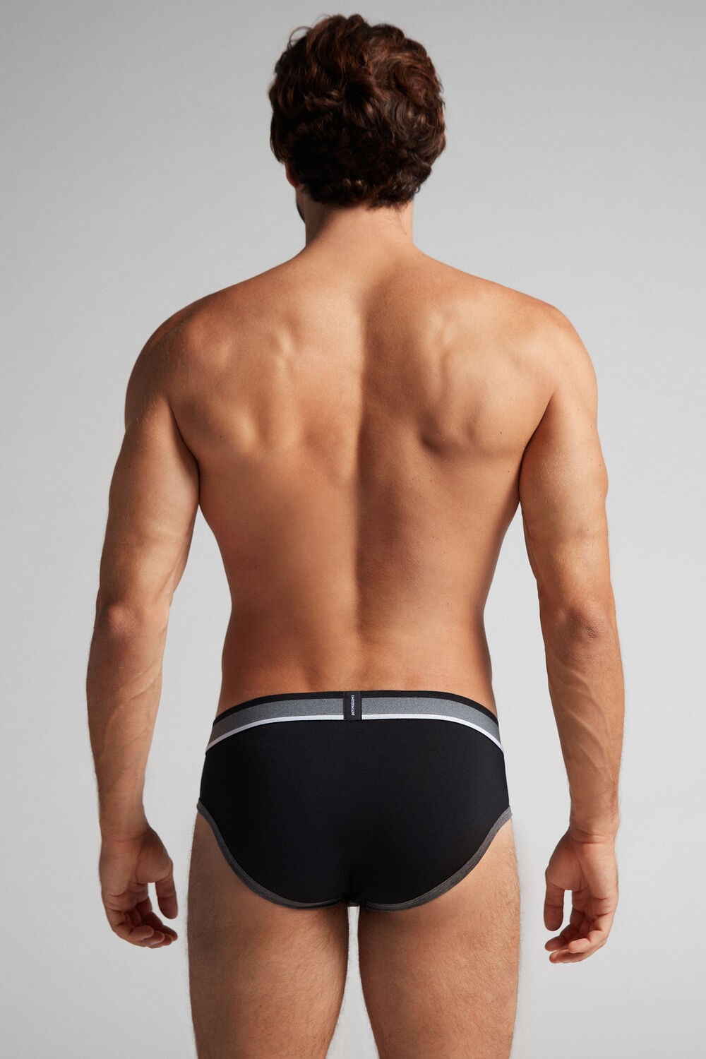 Black - 543i - Graphite Grey Blend / Black Intimissimi Two-Tone Stretch Supima® Cotton Briefs | VHBGA1603