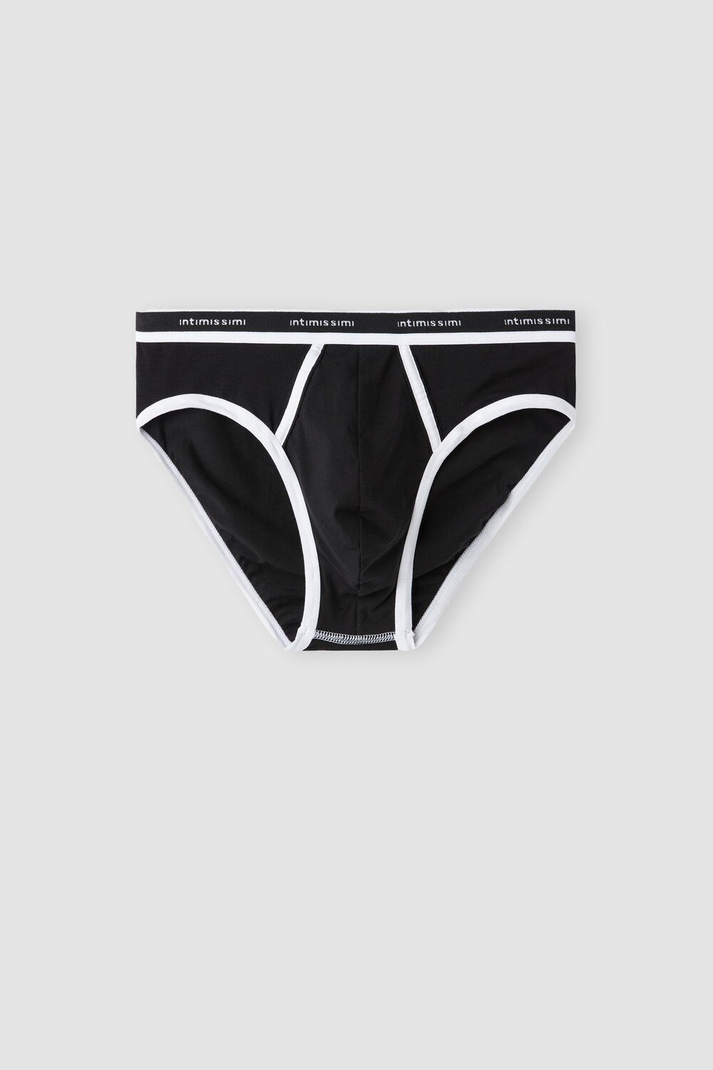 Black - 661i - Black / White Intimissimi Natural Fresh Supima® Cotton Briefs with Logo | QFHDS6305