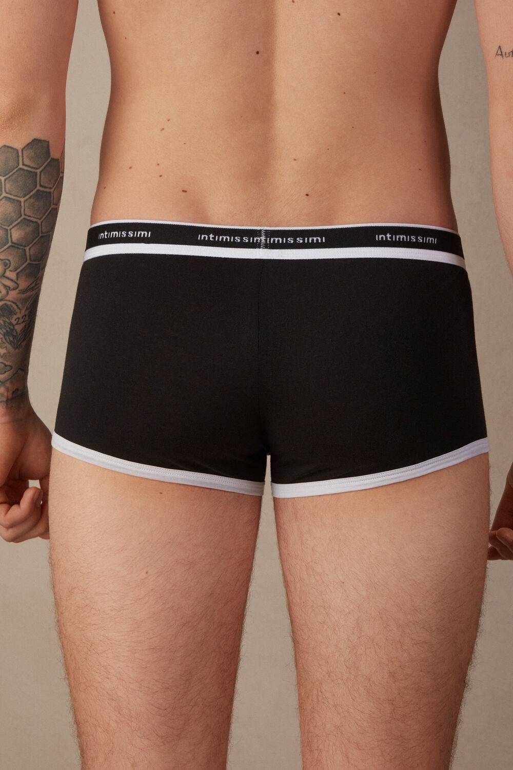 Black - 661i - Black / White Intimissimi Natural Fresh Supima® Cotton Boxers with Logo | YDMKL5280