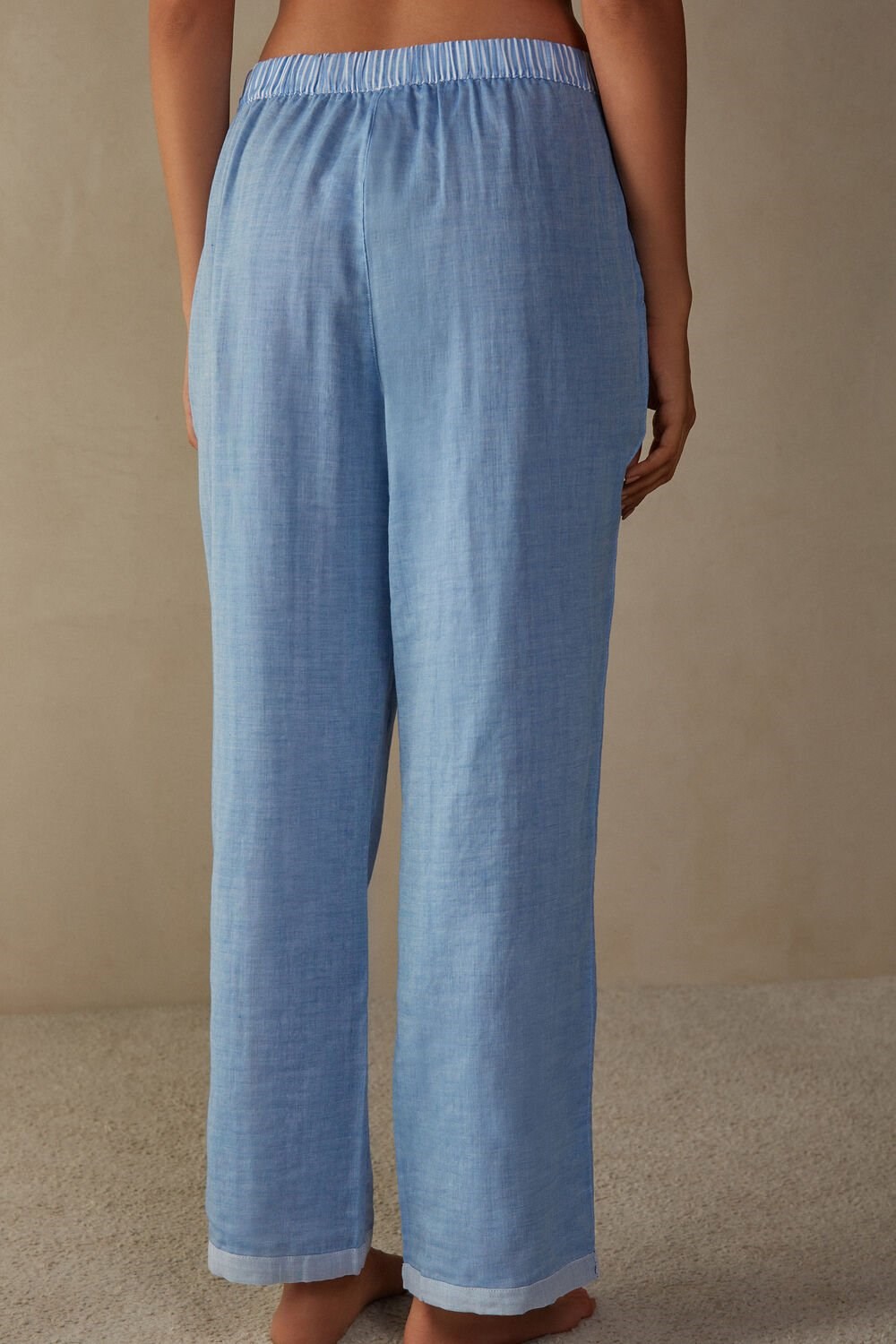 Blue - 006j - Light Blue Intimissimi Early in the Morning Cotton Cloth Pants | BQOIK1053