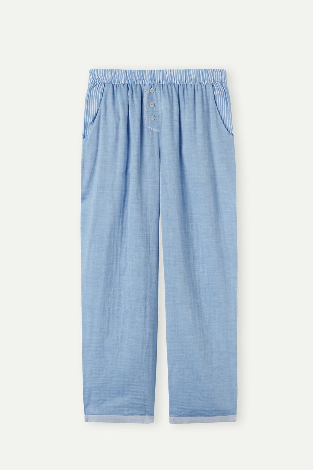 Blue - 006j - Light Blue Intimissimi Early in the Morning Cotton Cloth Pants | BQOIK1053