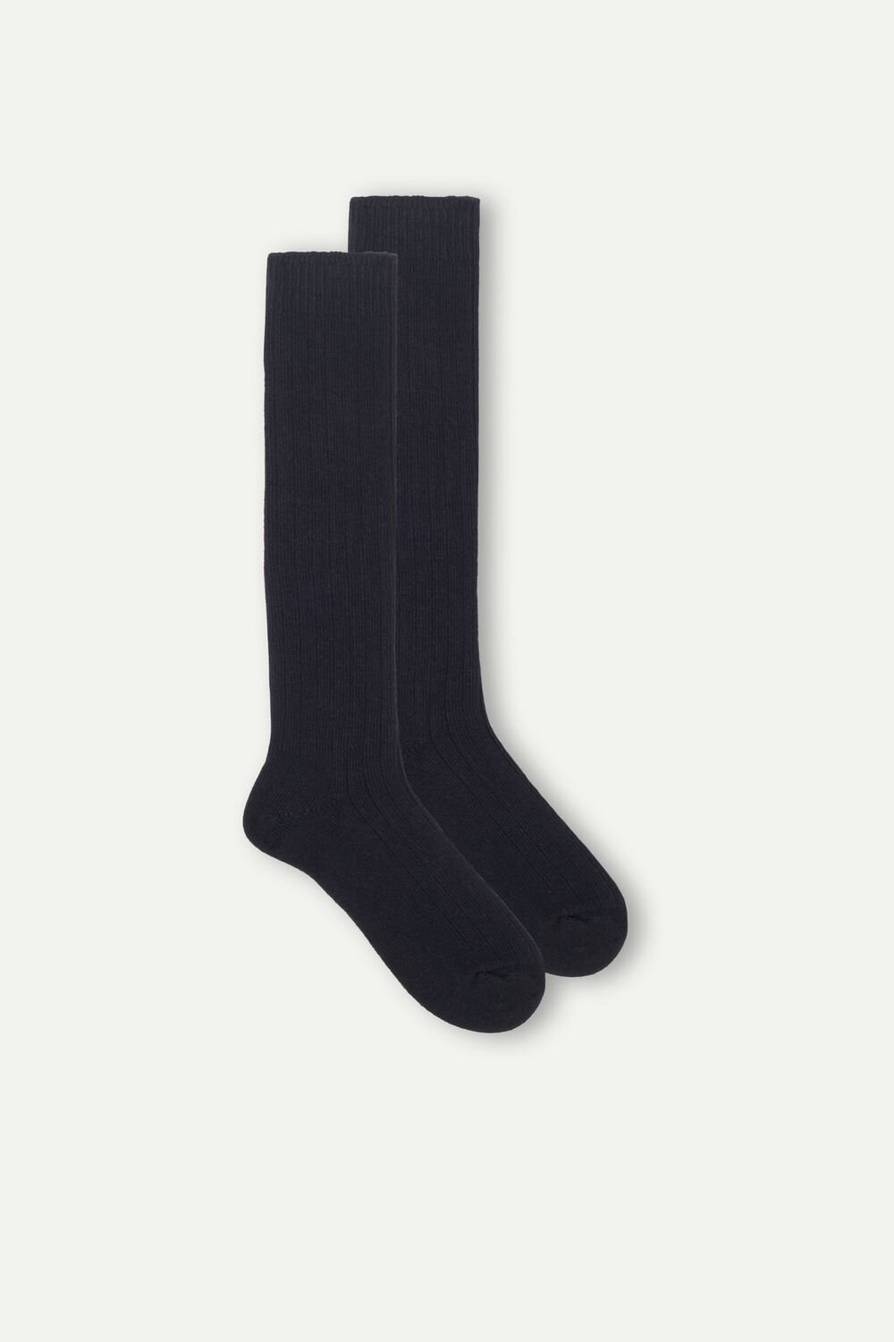 Blue - 016 - Blue Intimissimi Long Ribbed Socks in Cashmere and Wool | XTLAU1624