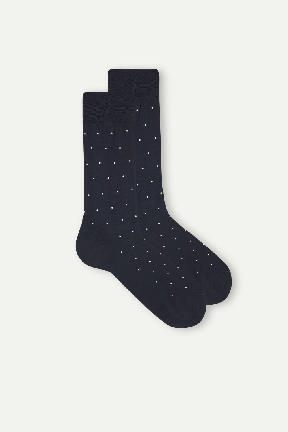 Blue - 049j - Midnight Blue Dot Print Intimissimi Men’s Short Socks in Patterned Lisle Cotton | YENXF5392