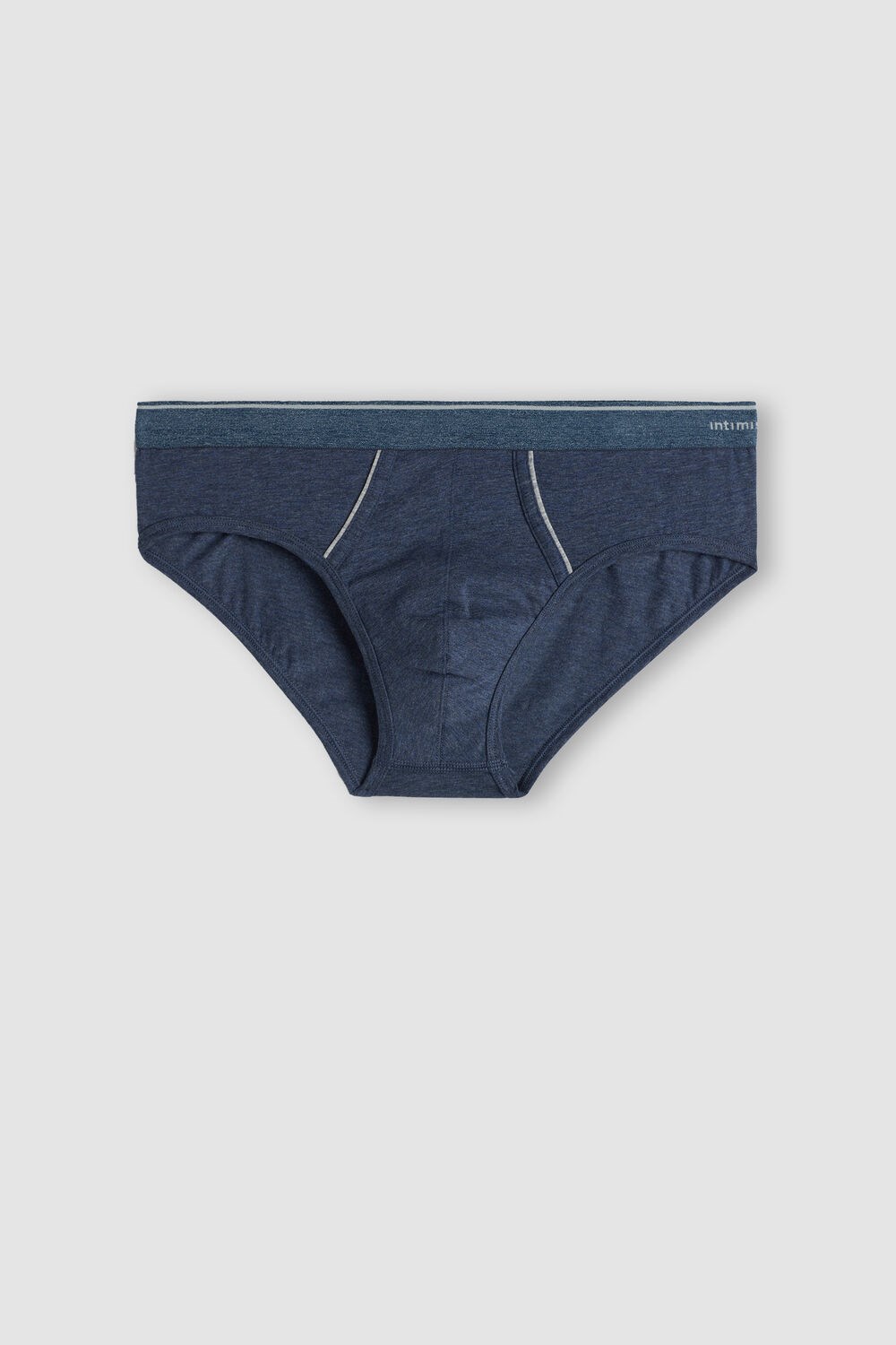 Blue - 081i - Denim Blue Blend / Light Grey Blend Intimissimi Supima Cotton Briefs with Visible Elastic | RTYFL5062