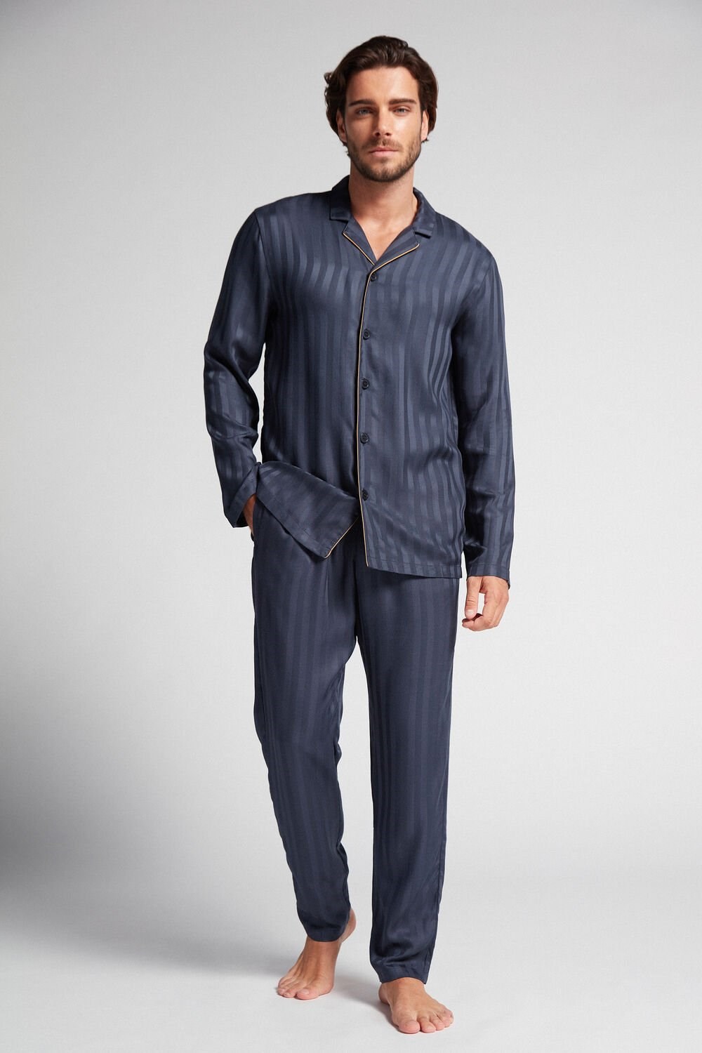 Blue - 095i - Dark Blue Intimissimi Modal Pajama Set | FEMXP3782