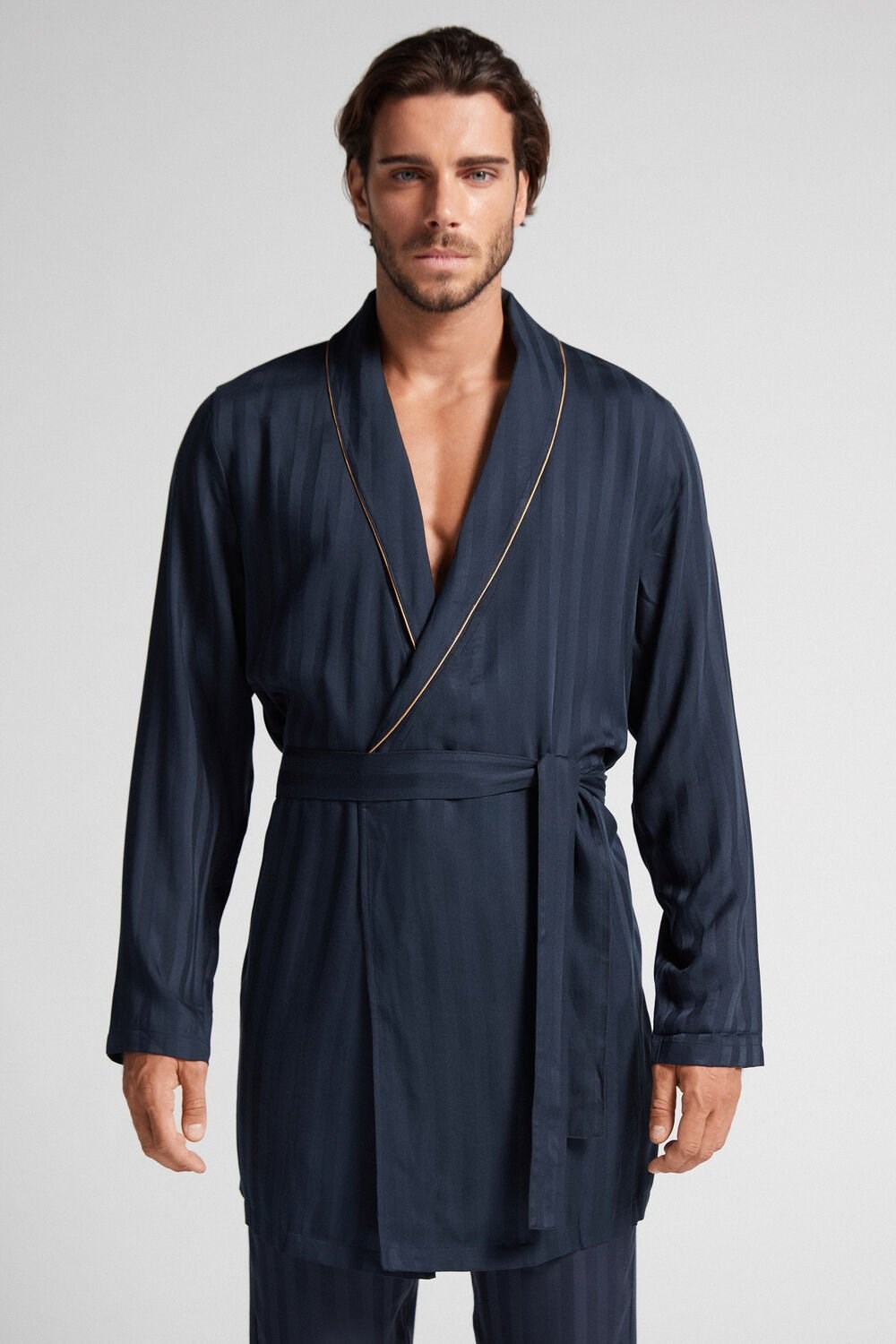 Blue - 095i - Dark Blue Intimissimi Modal Robe | FRJBE0897