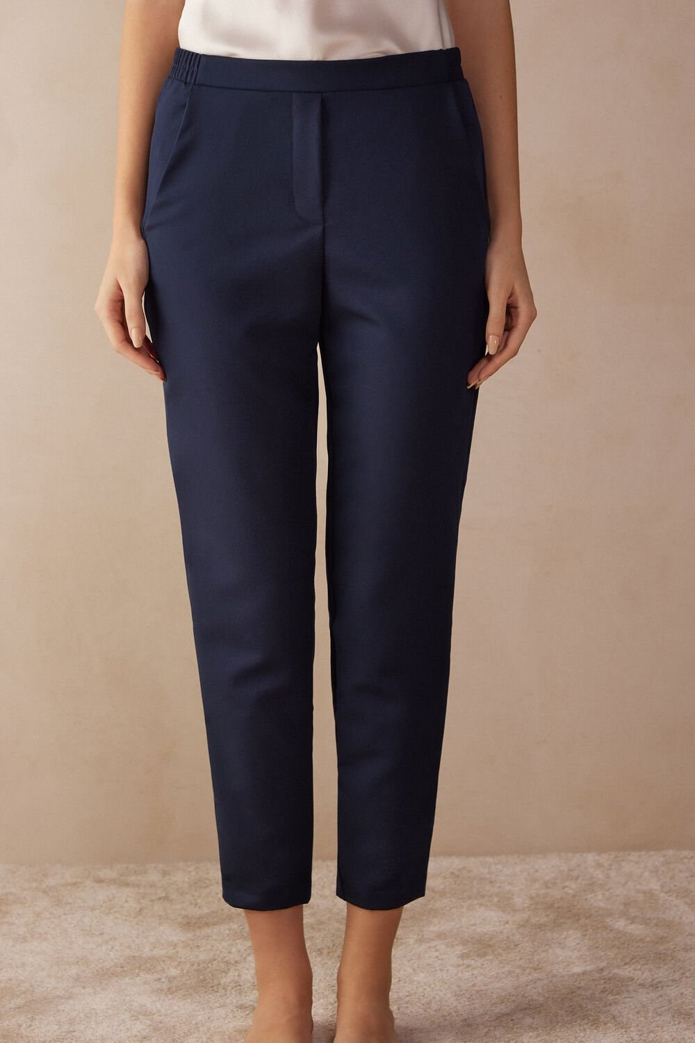 Blue - 1467 - Intense Blue Intimissimi Full Length Pants with Pockets | WIDQY1324