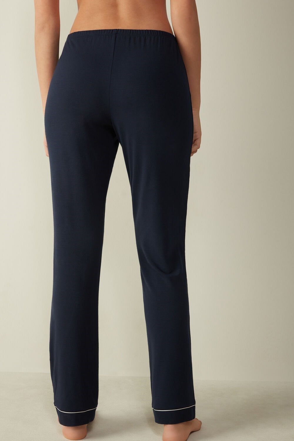 Blue - 1467 - Intense Blue Intimissimi Long Micromodal Trousers | TWDQR7985