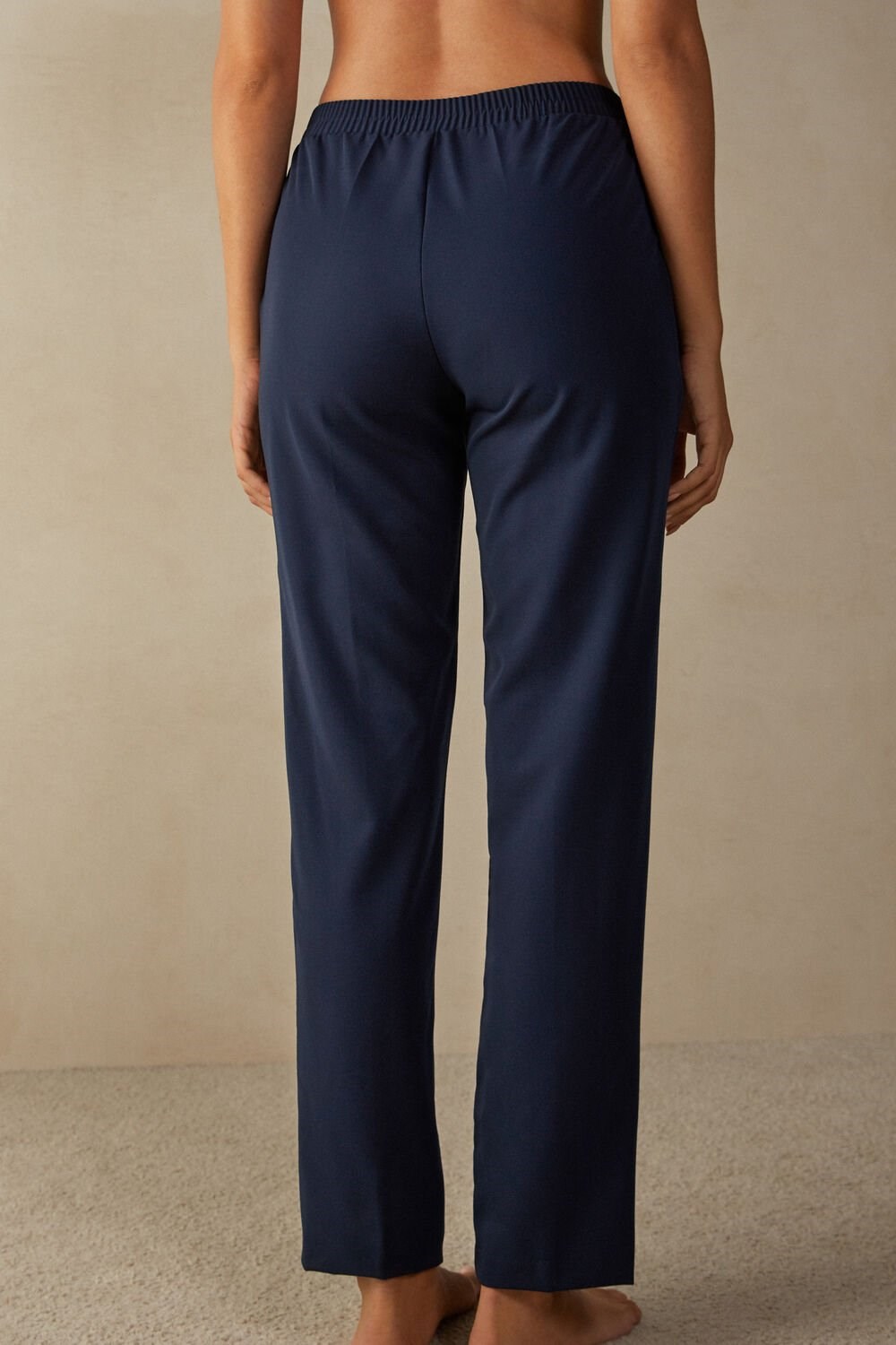 Blue - 1467 - Intense Blue Intimissimi Straight Cut Pants with Pockets | GHOZT7365