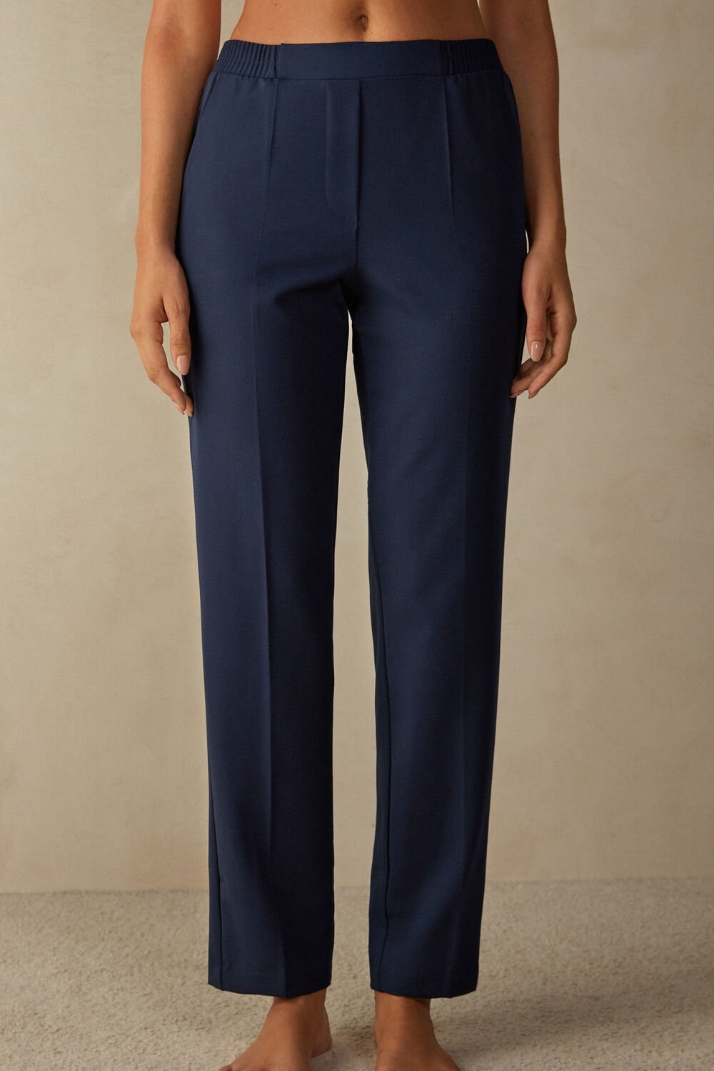 Blue - 1467 - Intense Blue Intimissimi Straight Cut Pants with Pockets | GHOZT7365