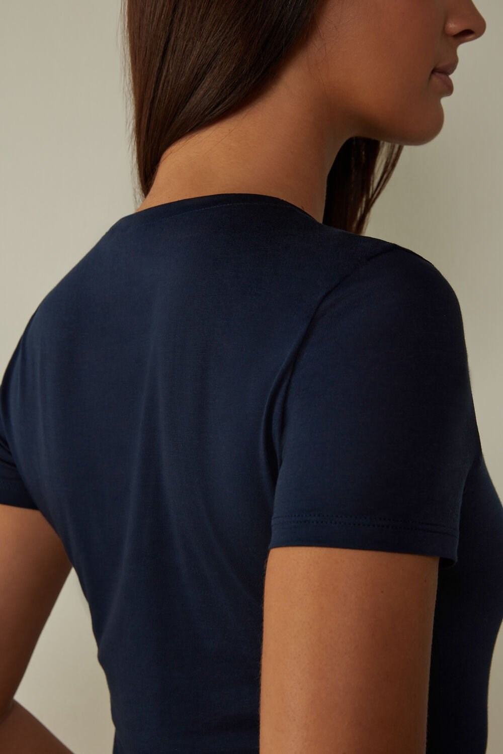 Blue - 1467 - Intense Blue Intimissimi Short-Sleeve T-shirt in Ultrafresh Supima® Cotton | IKVNE6839