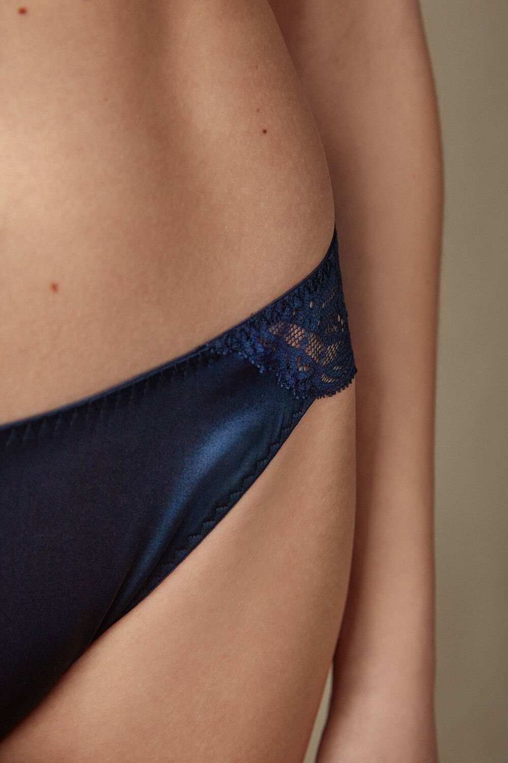 Blue - 1467 - Intense Blue Intimissimi Silk and Lace Briefs | RZNXV5368