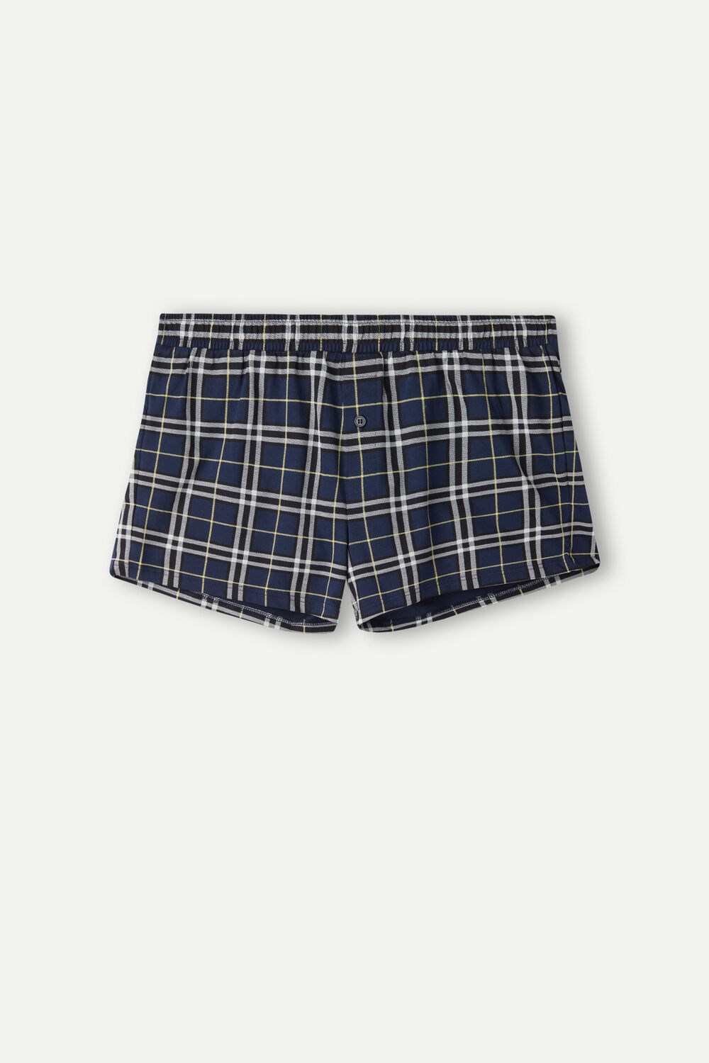 Blue - 171j - Blue / Yellow Tartan Print Intimissimi Tartan Patterned Cotton Jersey Relaxed Fit Boxers | HXTLS3147