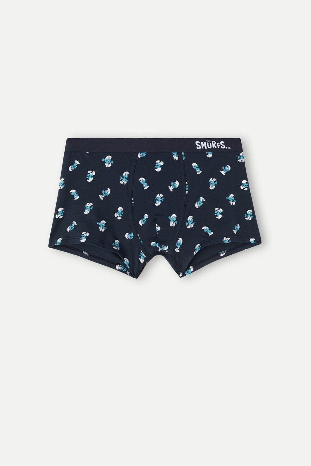 Blue - 174j - Midnight Blue Smurfs Print Intimissimi Smurf Boxers in Stretch Supima® Cotton | AQRMY4958