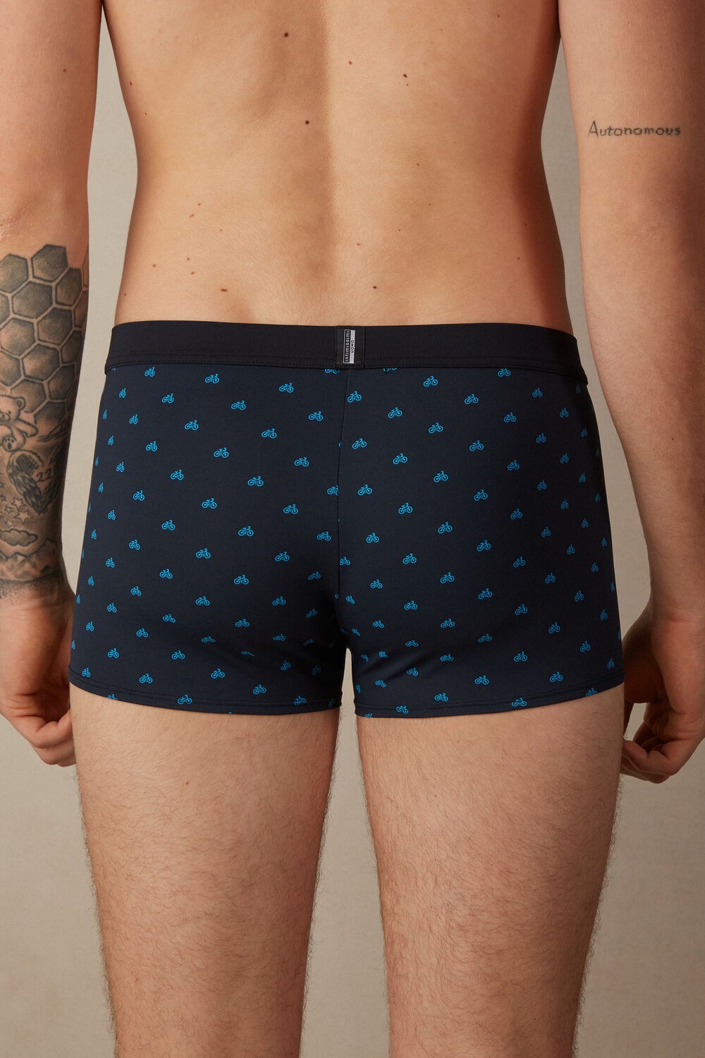 Blue - 178j - Midnight Blue Bike Print Intimissimi Bicycle Boxers in Microfiber | MQNUS1683