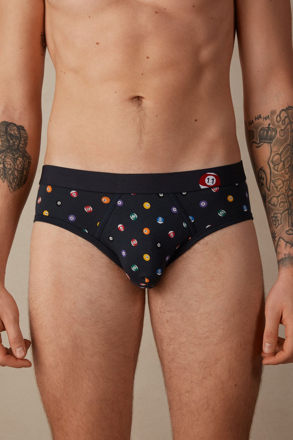 Blue - 179j - Midnight Blue Billiards Print Intimissimi Billiard Briefs in Stretch Supima® Cotton | KDAXI7169