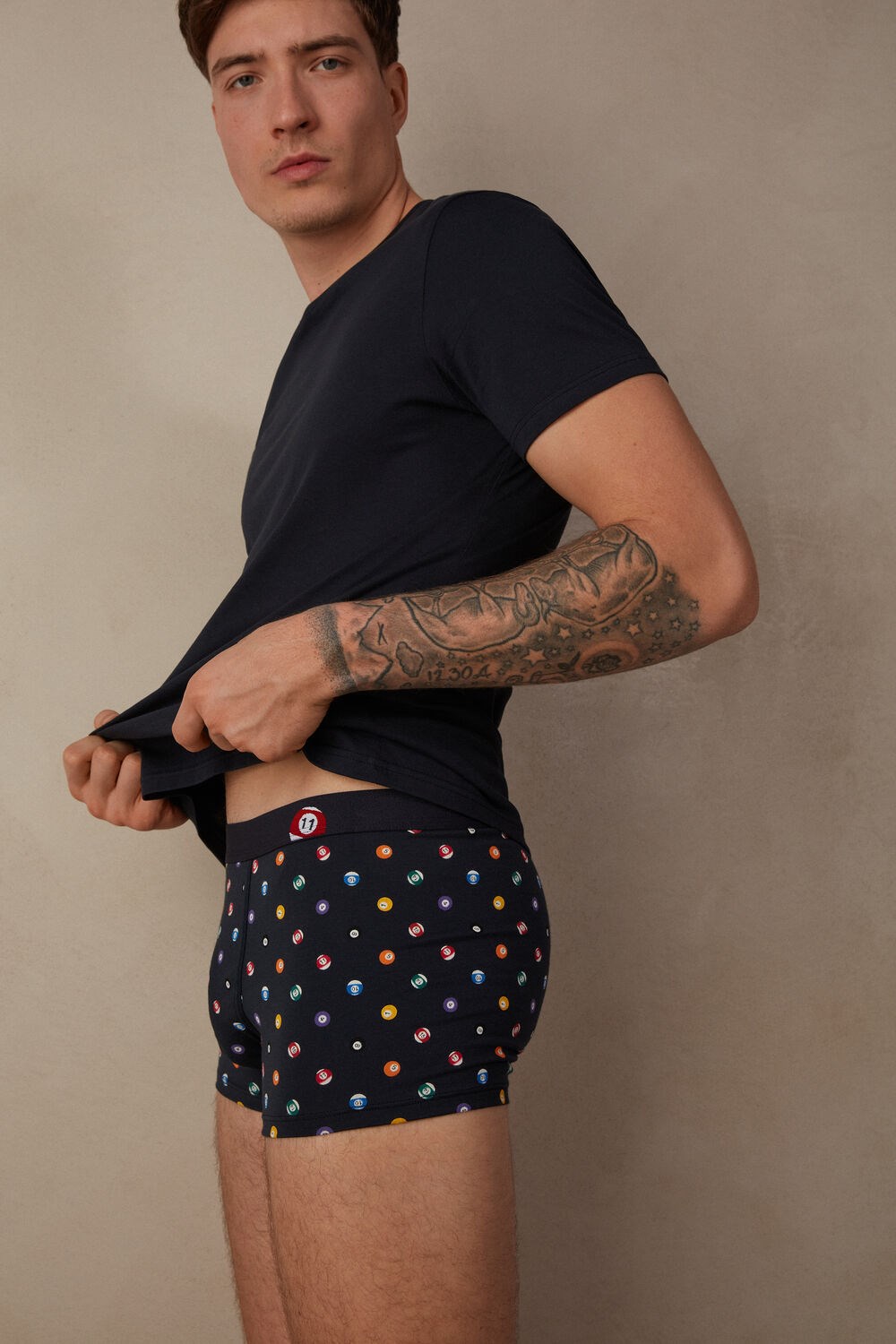 Blue - 179j - Midnight Blue Billiards Print Intimissimi Billiard Boxers in Stretch Supima® Cotton | XWGMV1035