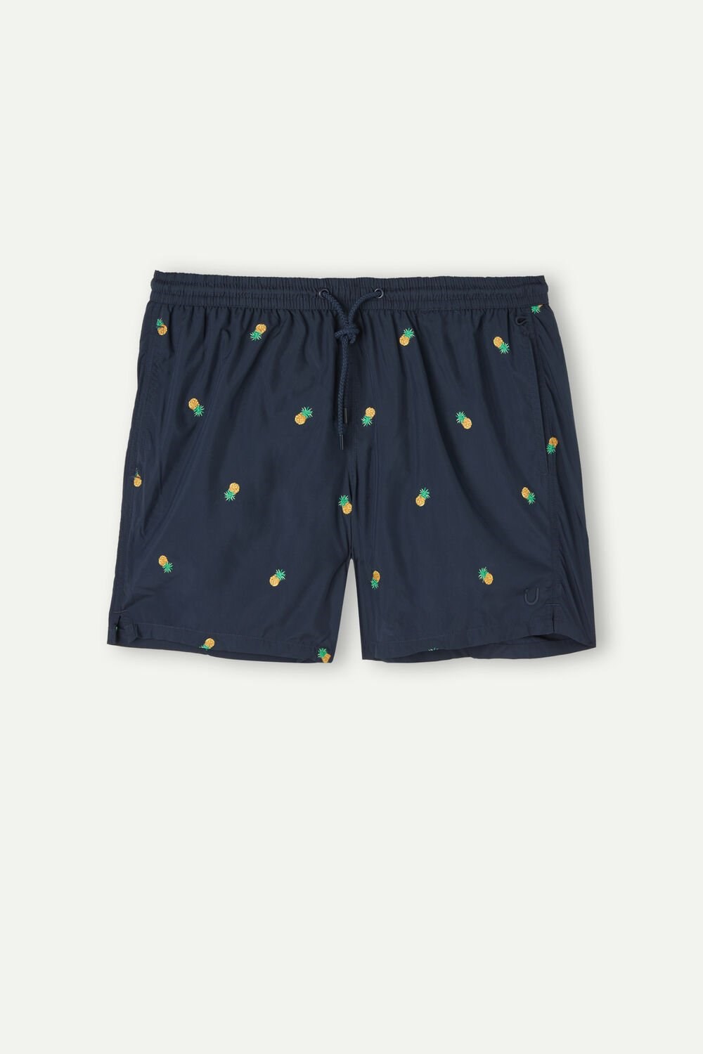 Blue - 192j - Intense Blue Pineapple Embroidery Intimissimi Embroidered Pineapple Swim Trunks | VWFTJ5842