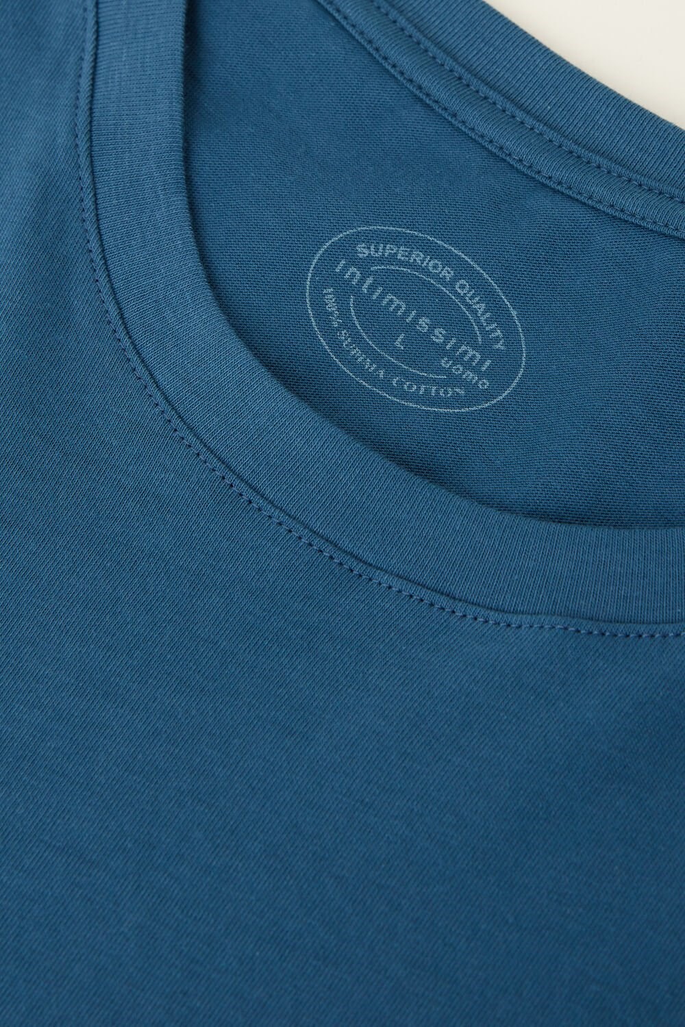 Blue - 202j - Mist Blue Intimissimi Short Sleeve Crew Neck T Shirt in Supima® Cotton | BUFXP6807