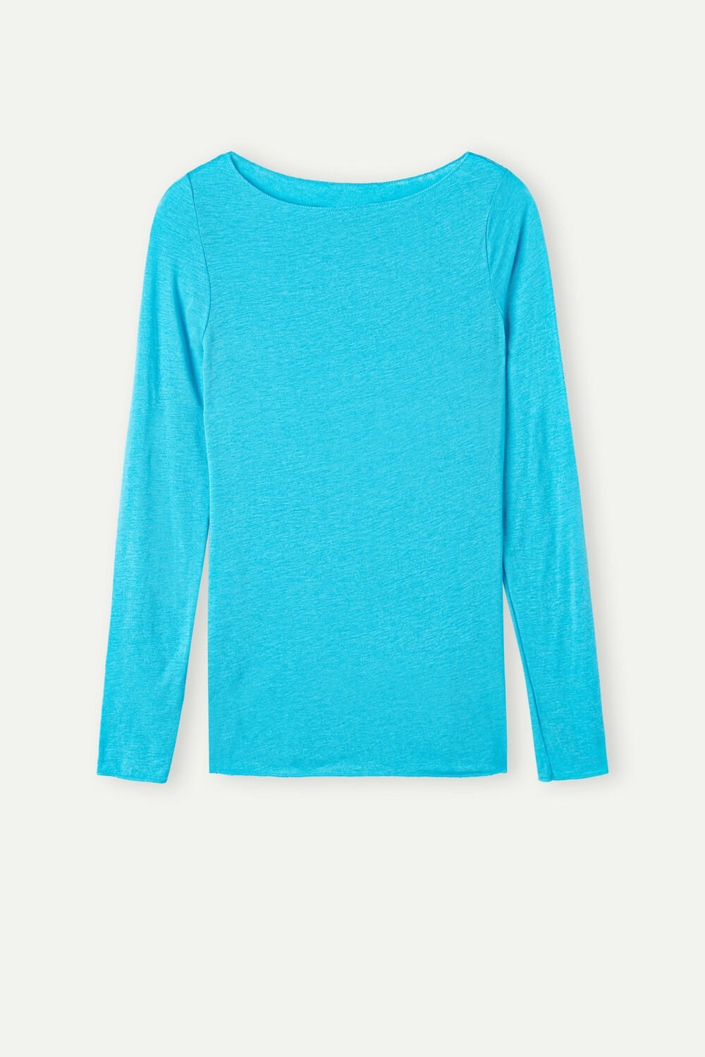 Blue - 210j - Digital Turquoise Intimissimi Boat Neck Modal Cashmere Ultralight Top | ESWNL8093