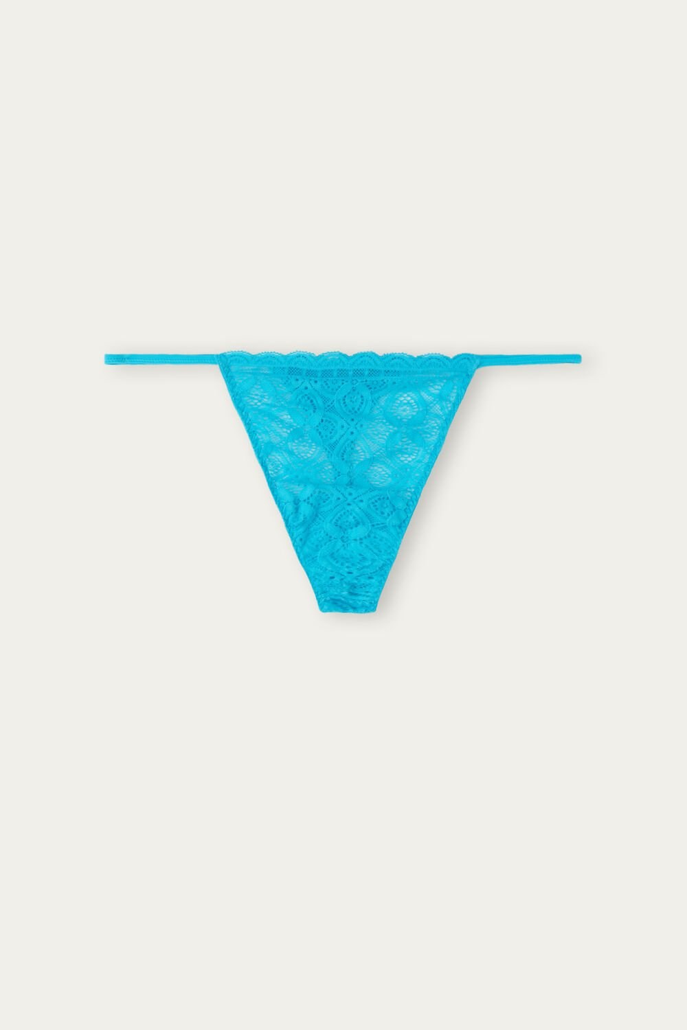 Blue - 210j - Digital Turquoise Intimissimi Lace String Thong | FLMKI7164