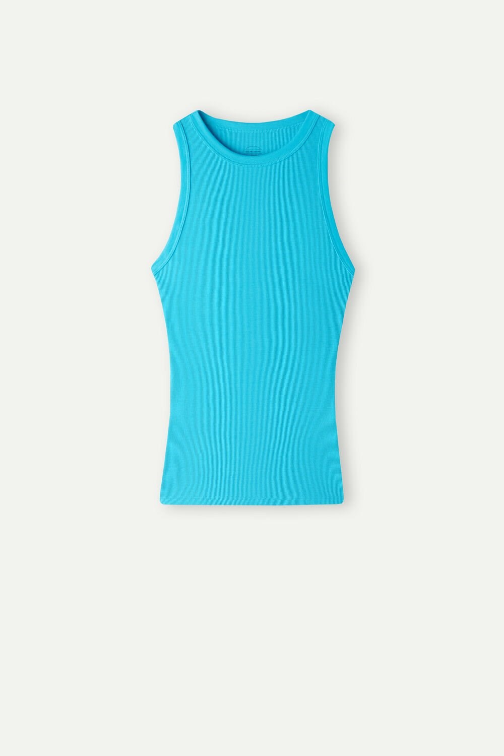 Blue - 210j - Digital Turquoise Intimissimi Ribbed Tank Top in Supima® Cotton | MXJUP5219