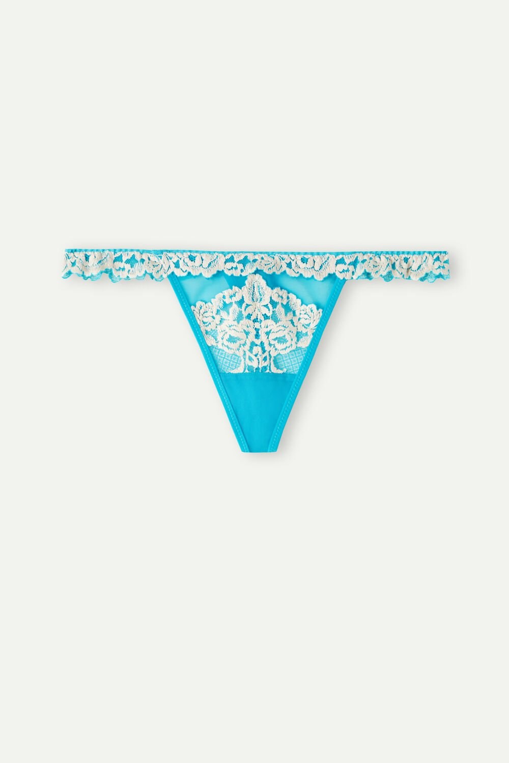 Blue - 233j - Digital Turquoise / Ivory Intimissimi Pretty Flowers String Thong | DICAB0471