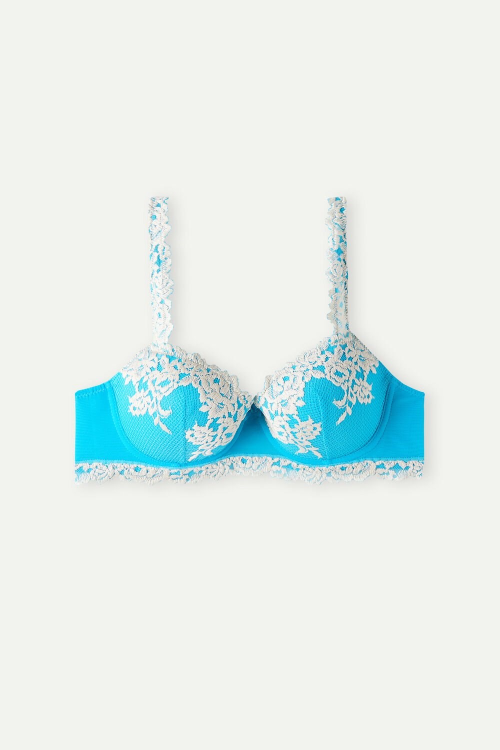 Blue - 233j - Digital Turquoise / Ivory Intimissimi Pretty Flowers Sofia Balconette Bra | GMXPJ8031