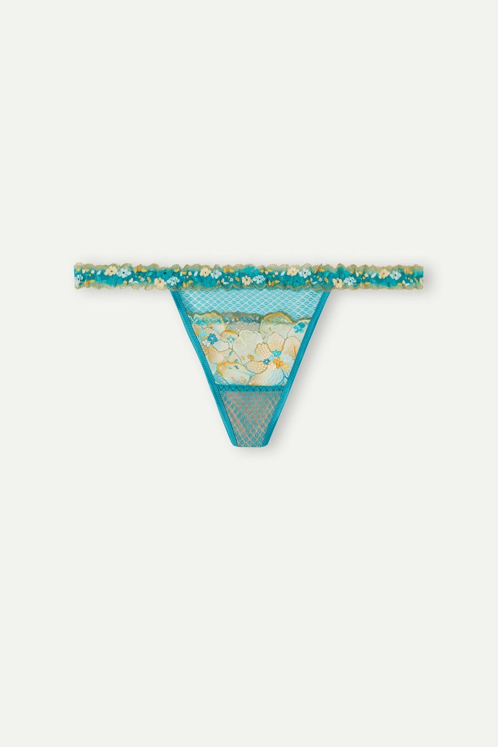 Blue - 236j - Summer Turquoise Blue Intimissimi Summer Vibes String Thong | AEBOZ6473