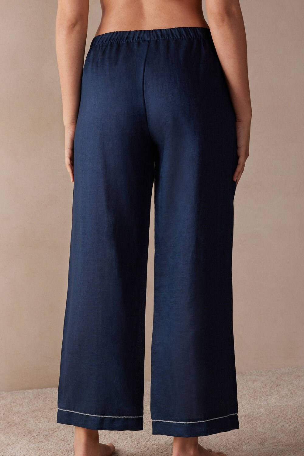 Blue - 243j - Sailor Blue Intimissimi Yacht Night Linen Pants | HAWQU3150