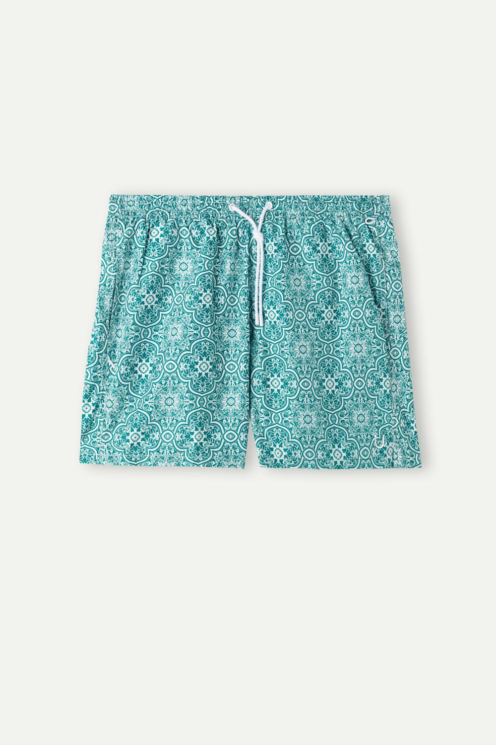 Blue - 264j - White Green Majolica Print Intimissimi Green Majolica Print Swim Trunks | FIVEX0869