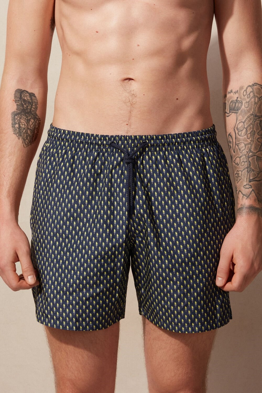 Blue - 269j - Intense Blue Ice Cream Print Intimissimi Micro Ice Cream Cone Print Swim Trunks | CTWFI3690