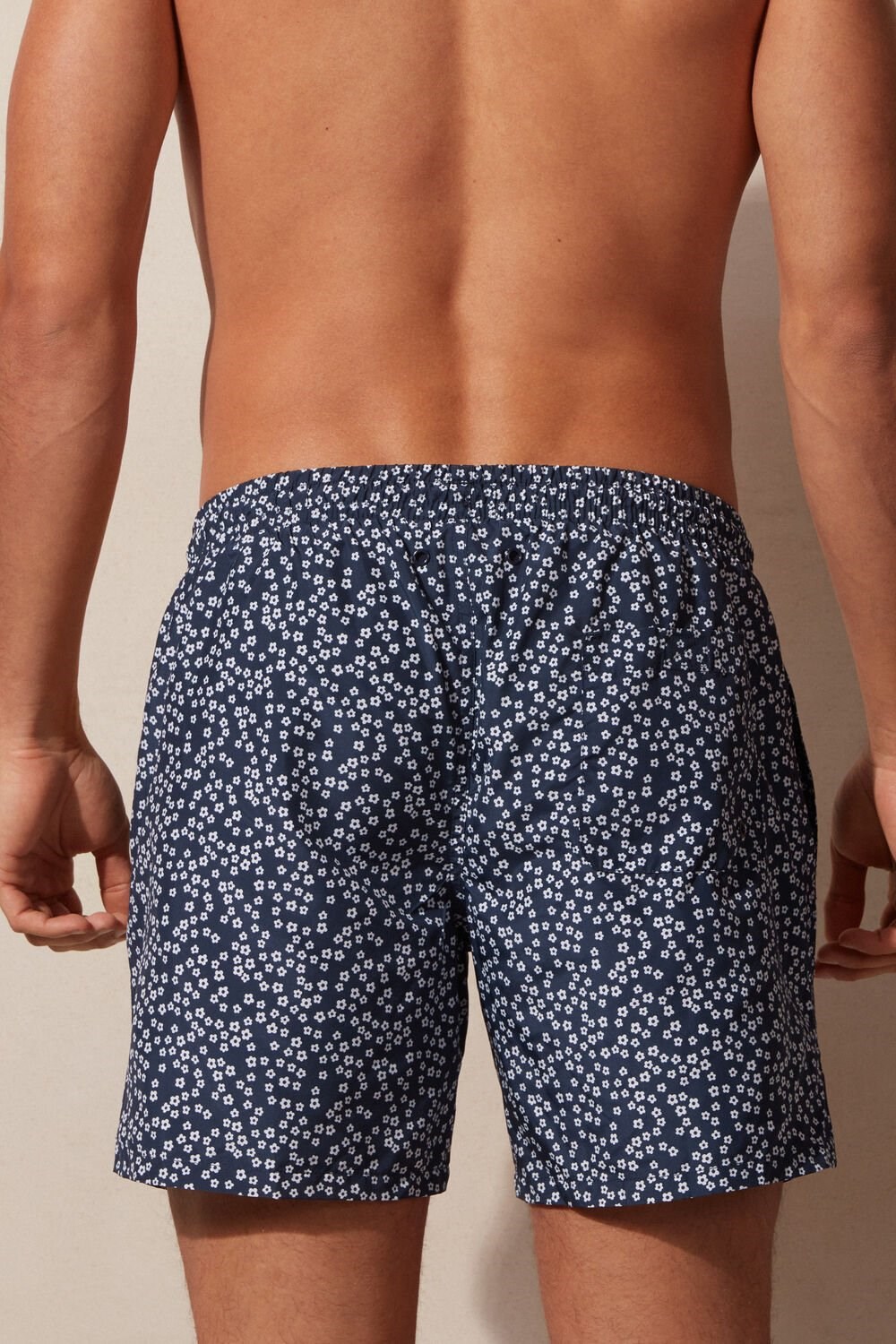 Blue - 271j - Intense Blue Microflower Print Intimissimi Micro Flower Print Swim Trunks | TMQRU0238